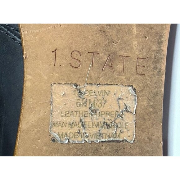 1.State Sandals Women’s Size 6.5 Black Celvin Leather D'Orsay Flat Open Toe - Picture 8 of 8